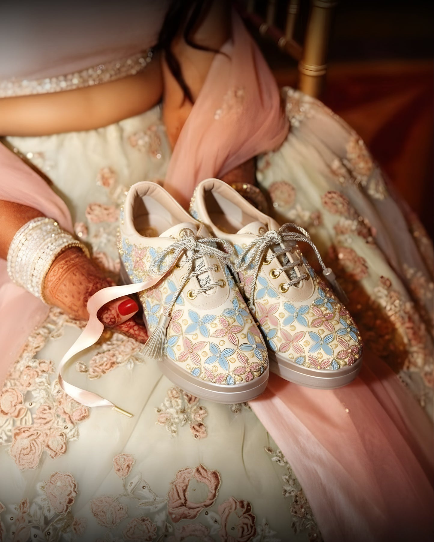 Zari Bloom Embroidered Floral Sneakers