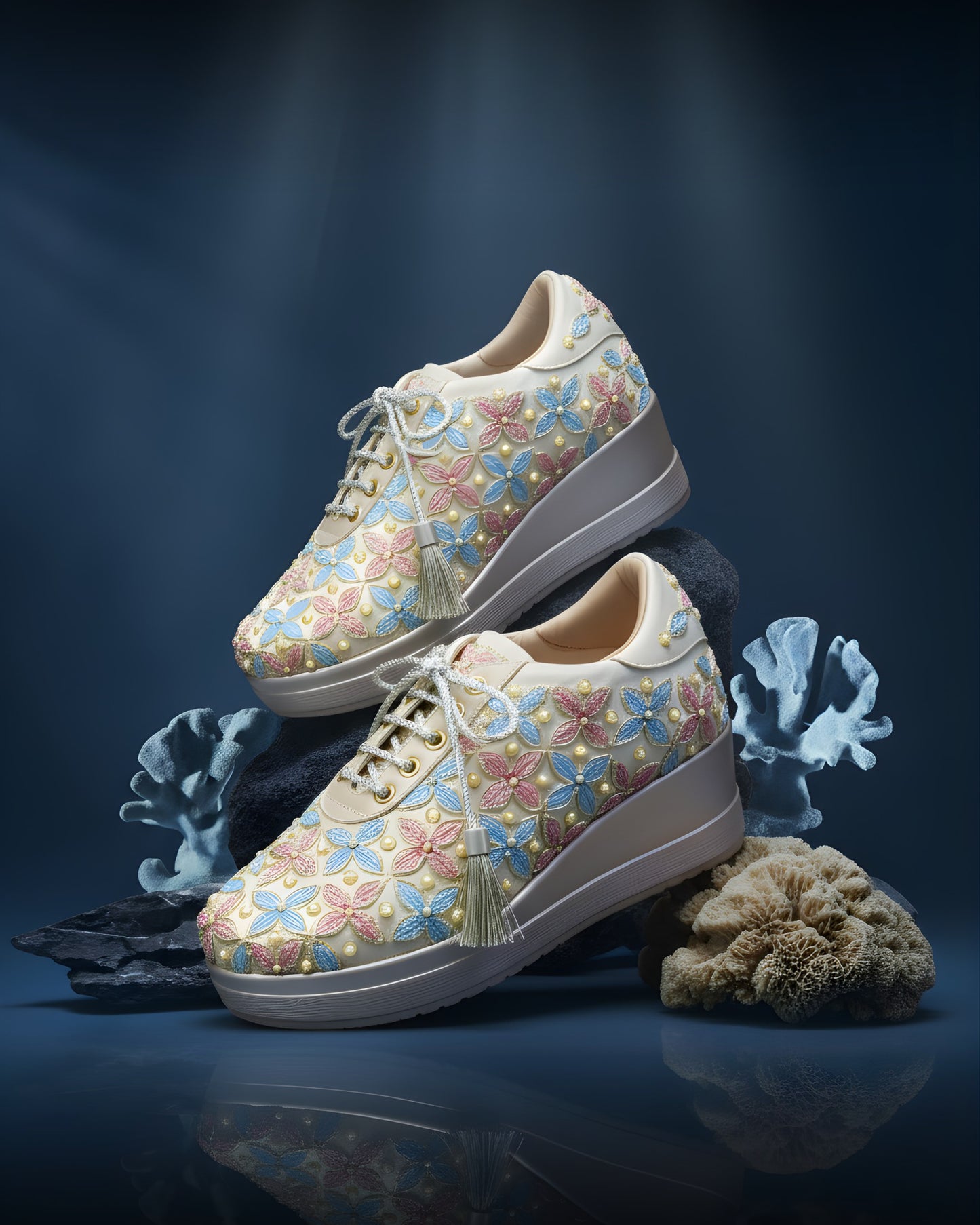 Zari Bloom Embroidered Floral Sneakers