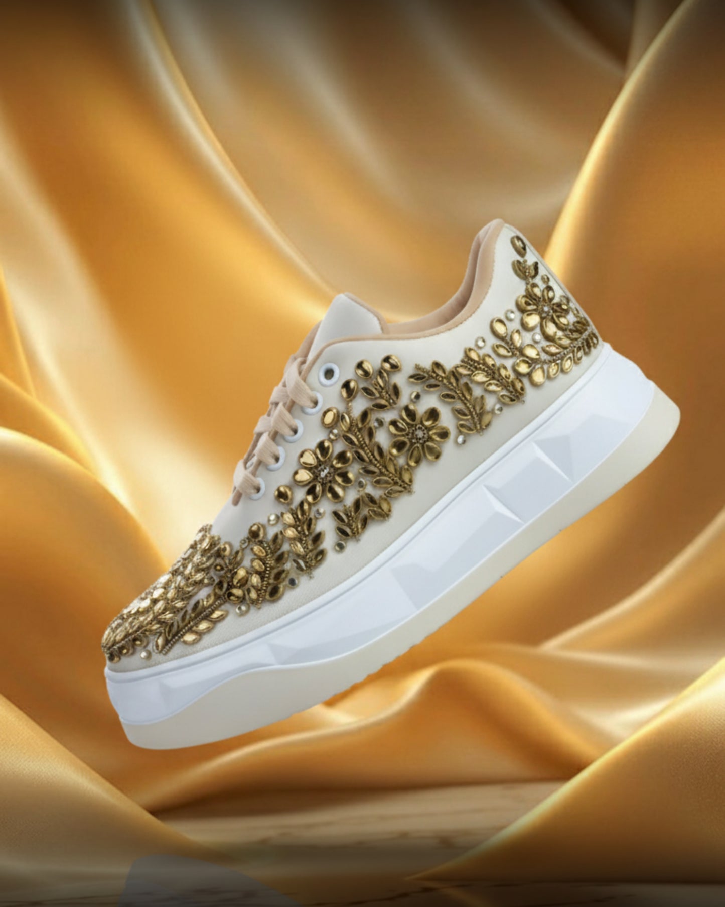 Copper Saaj-Gold Embellished Sneakers