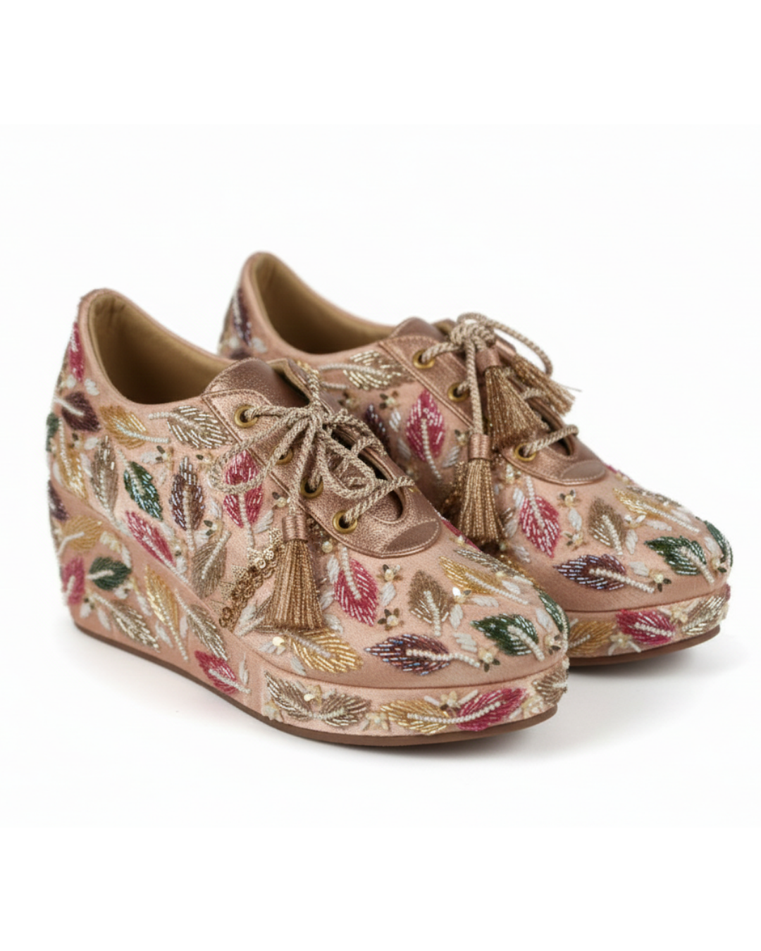 Amber leaf Embroidered Wedge Sneaker
