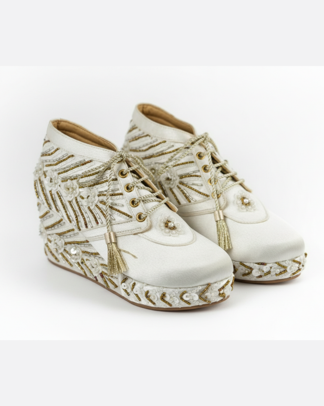Ethereal silver-Embellished Wedge Sneakers