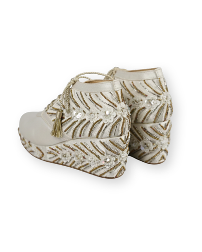 Ethereal silver-Embellished Wedge Sneakers