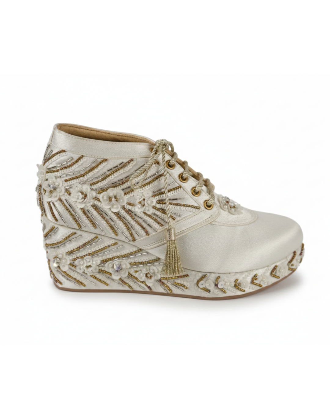 Ethereal silver-Embellished Wedge Sneakers