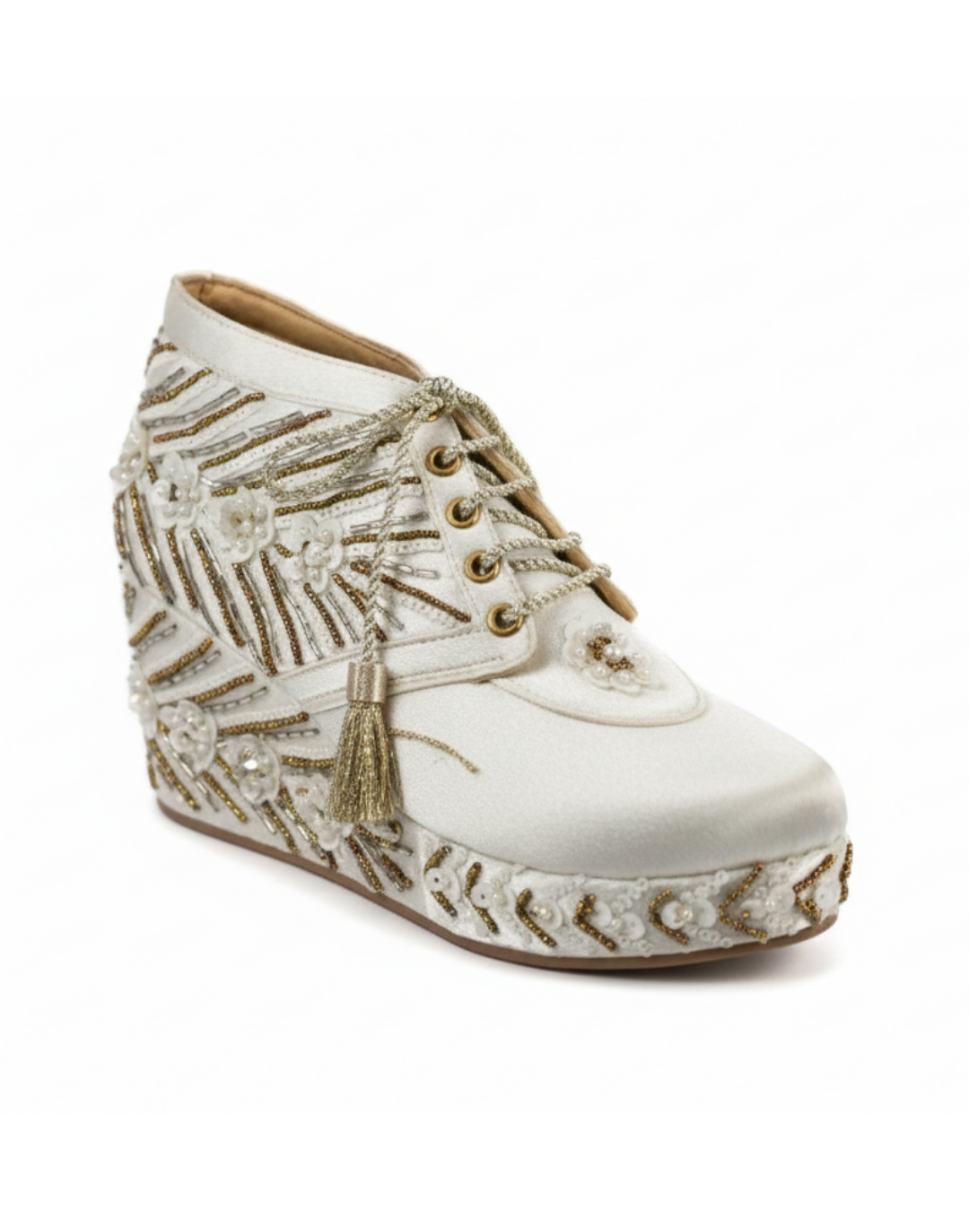 Ethereal silver-Embellished Wedge Sneakers