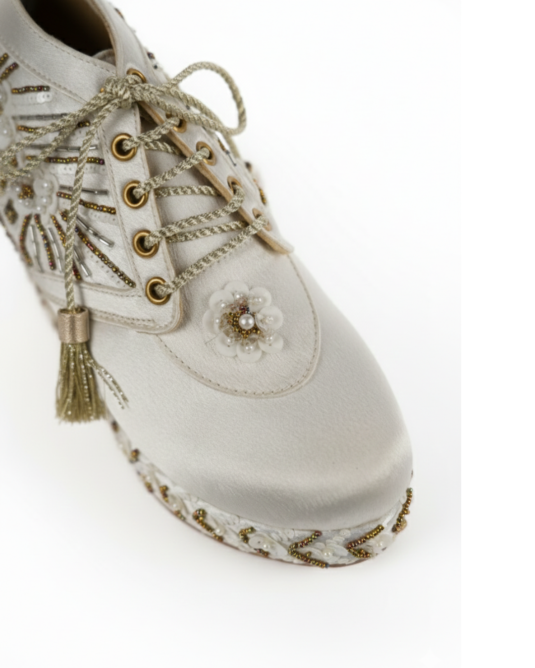 Ethereal silver-Embellished Wedge Sneakers