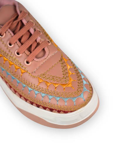 Blush Artisan -Nude-Pink Casual Shoes with Colorful Stitching