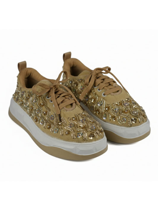 Sitara Zari Embellished Gold Sneakers