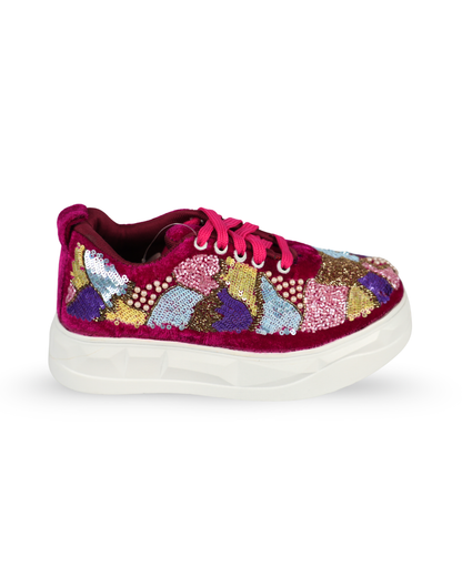 Rang Mahal-Fuchsia Multicolor Sequin Embroidered Ethnic Sneakers