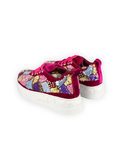 Rang Mahal-Fuchsia Multicolor Sequin Embroidered Ethnic Sneakers