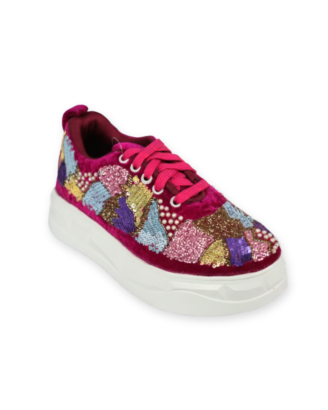 Rang Mahal-Fuchsia Multicolor Sequin Embroidered Ethnic Sneakers
