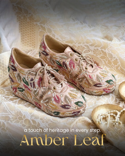 Amber leaf Embroidered Wedge Sneaker