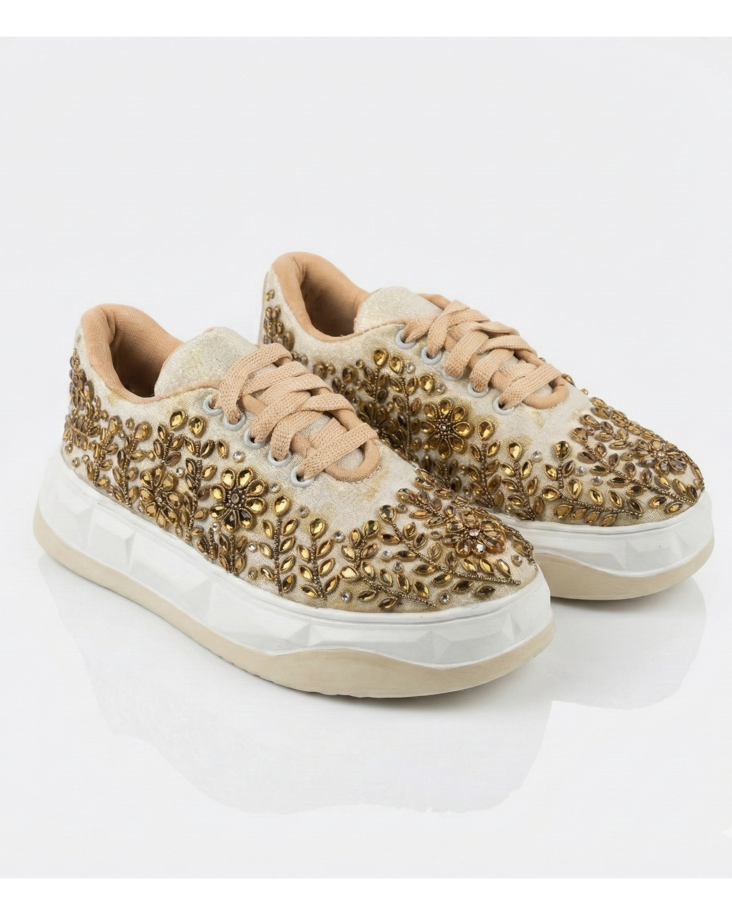 Copper Saaj-Gold Embellished Sneakers
