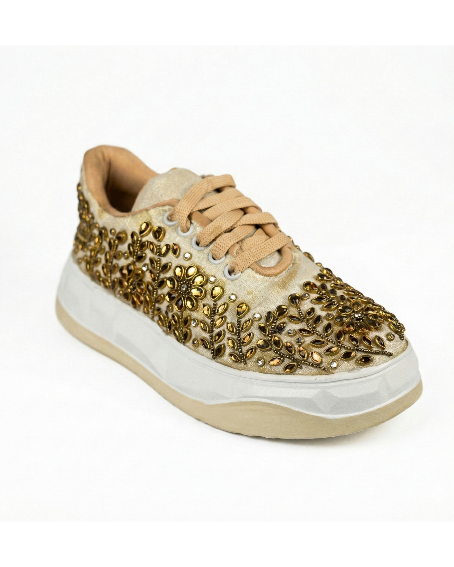 Copper Saaj-Gold Embellished Sneakers