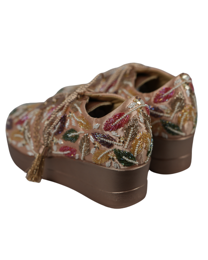 Kardana Royal- Multicolor Embroidered Wedge Sneakers