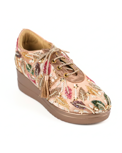 Kardana Royal- Multicolor Embroidered Wedge Sneakers