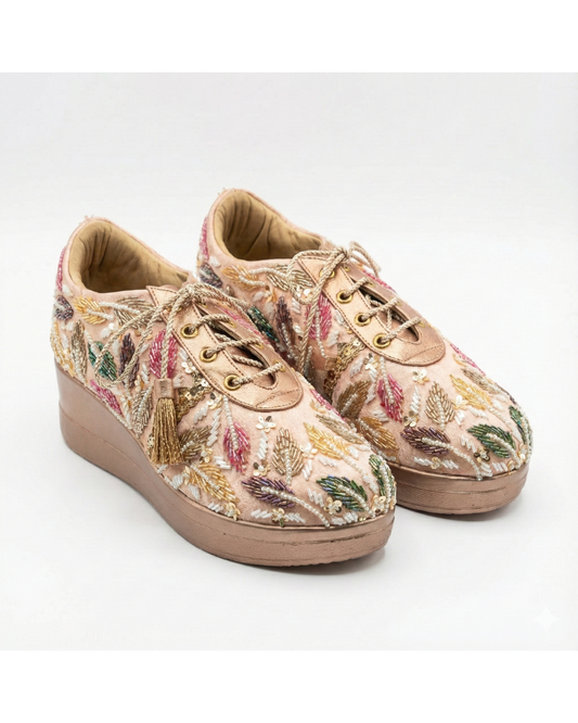 Kardana Royal- Multicolor Embroidered Wedge Sneakers