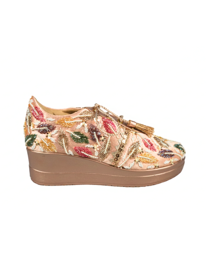 Kardana Royal- Multicolor Embroidered Wedge Sneakers