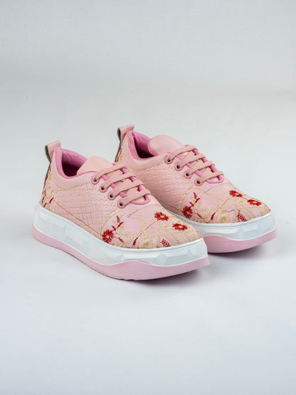 Blush Pink Bloom Sneakers