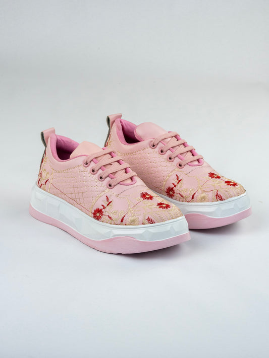 Blush Pink Bloom Sneakers